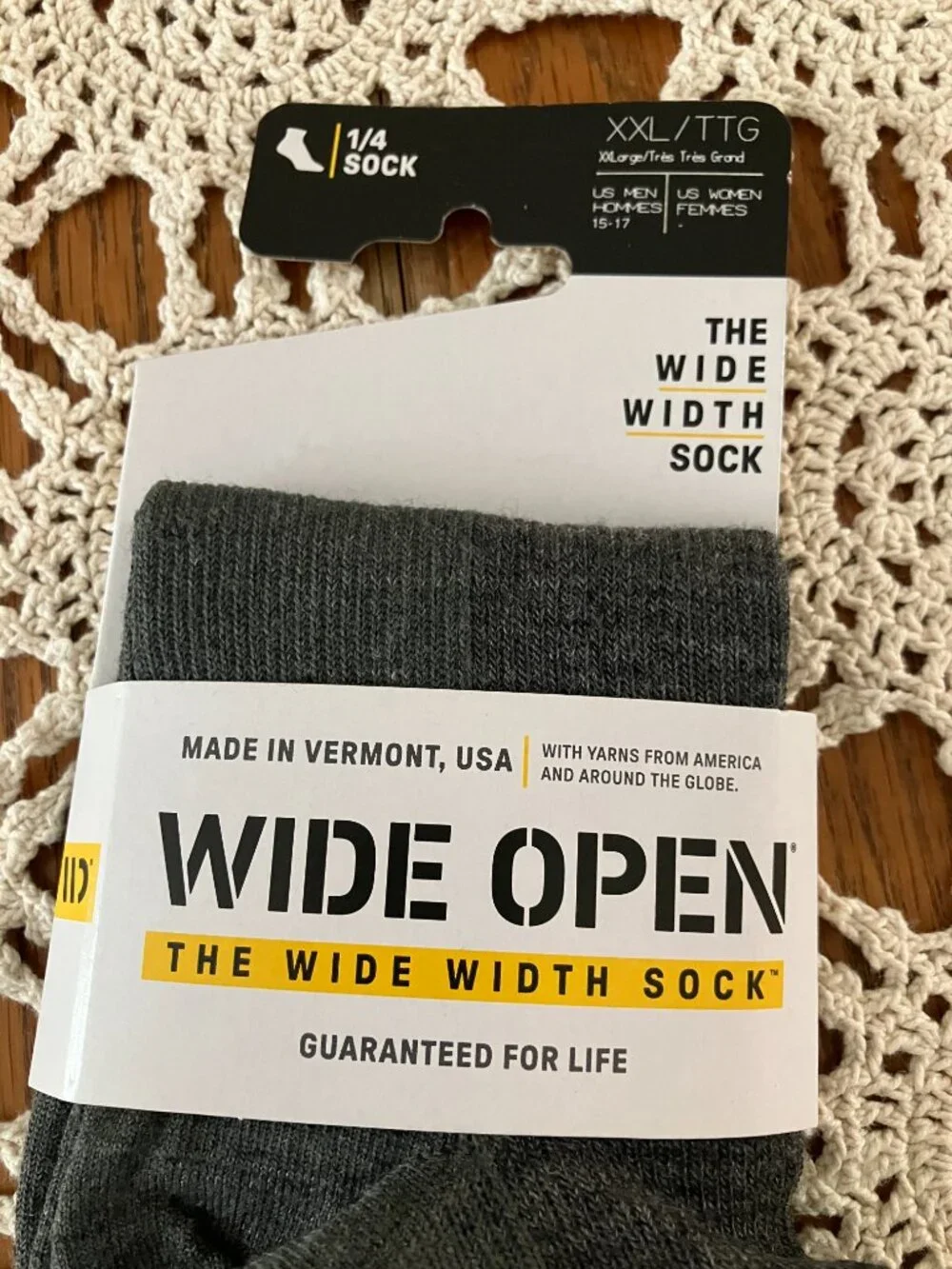 New Men’s Sz. XXL ¼ Sock The Wide Width Sock made in the USA
